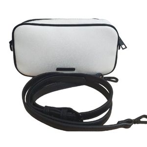 Like Dreams Women's Mini Camera Crossbody Bag White Black Trim